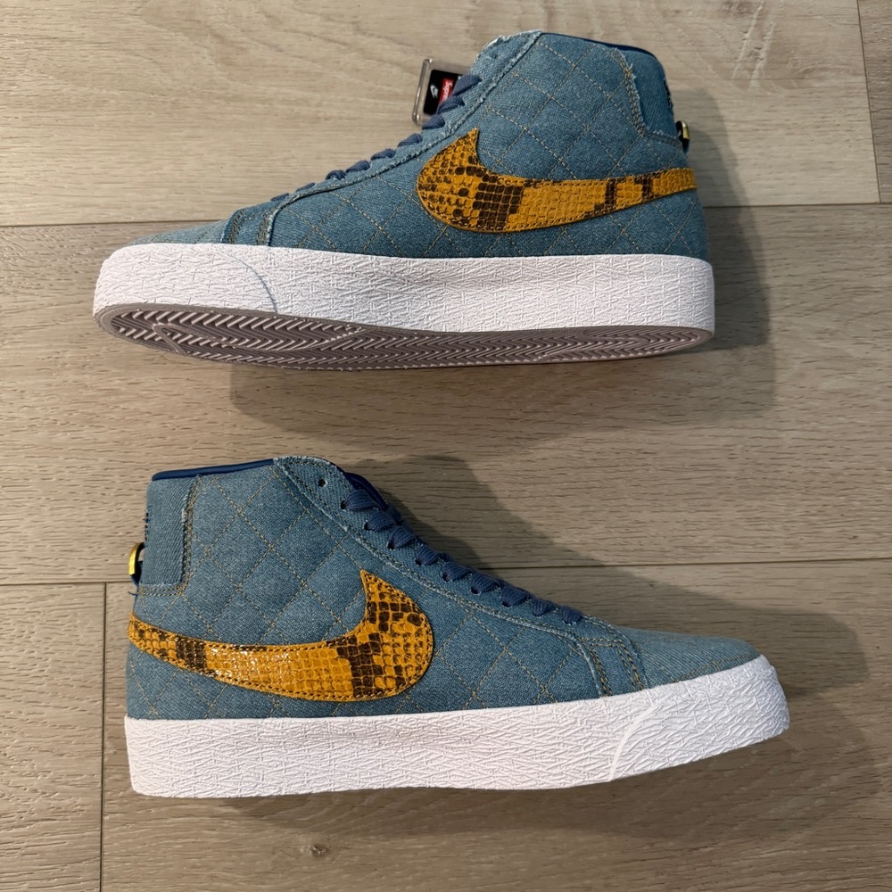 Nike SB Zoom Blazer Mid QS 2 SUPREME Blue Denim Shoes Sneakers Sz 7 Men Unisex